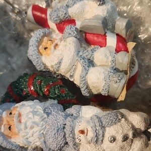 2 Snow Buddies Festive Santa and Snowman Figurine Ornaments